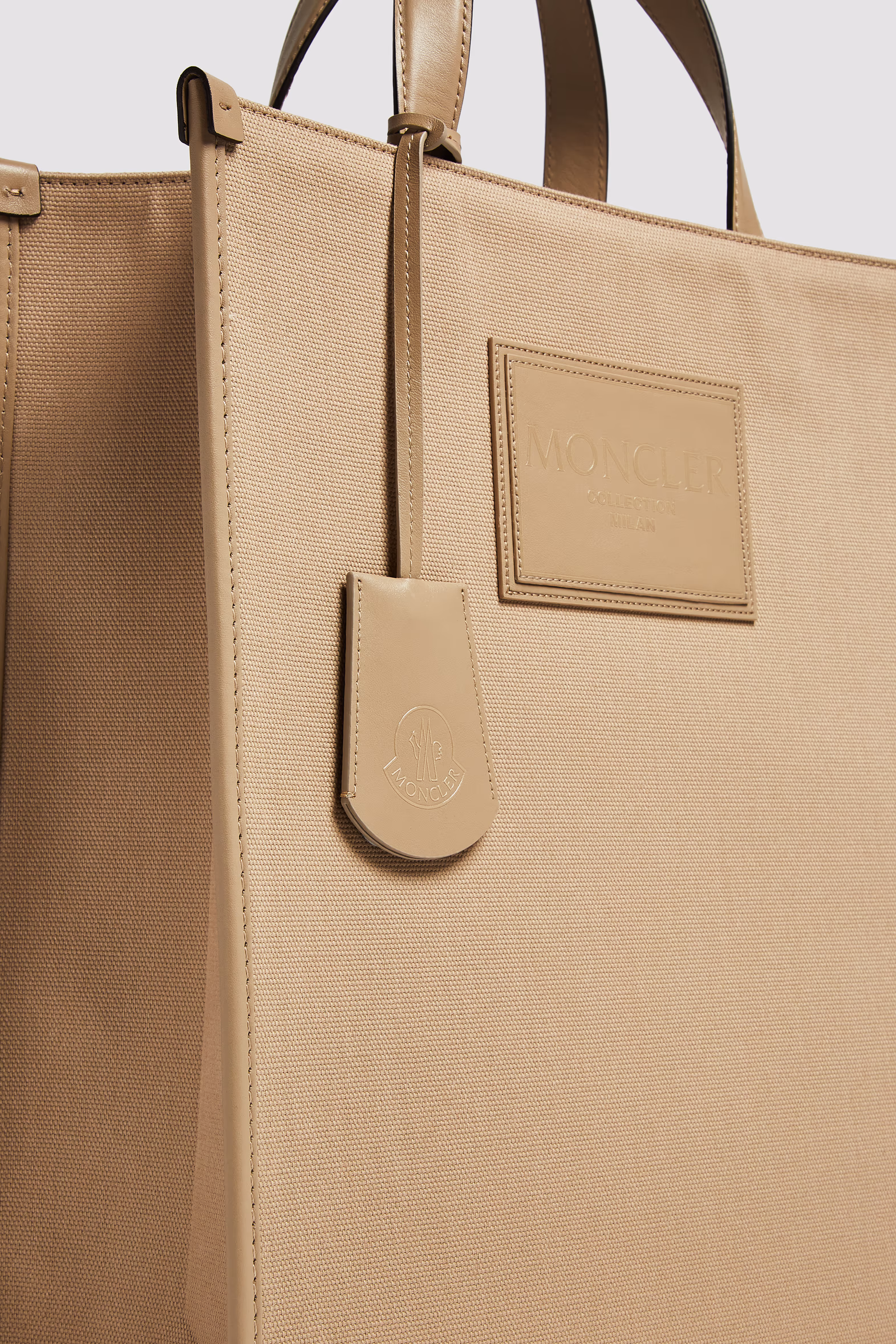 Bolso tote de lona con ribetes de piel Alanah Hombre Beige Moncler 6
